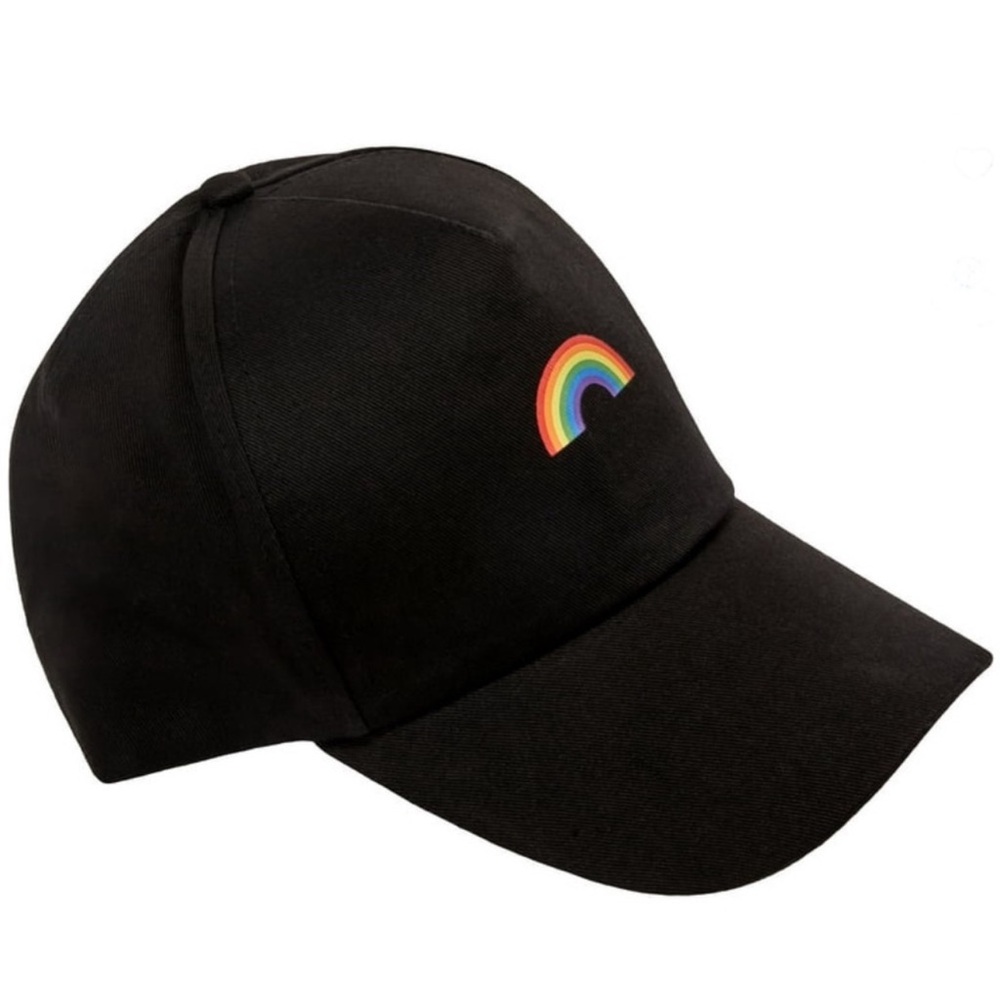Happy Pride Synching Ball Cap black with rainbows 🌈 decal and under-bill